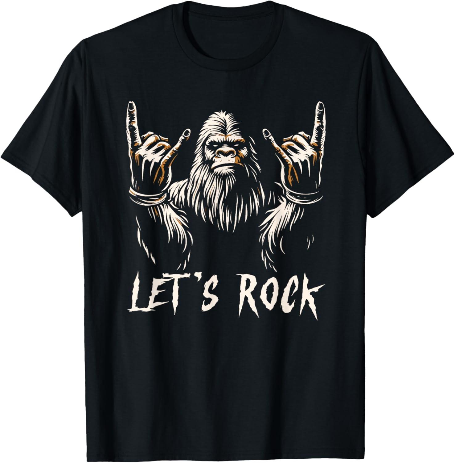 Bigfoot Rock On Funny Sasquatch Rock and Roll Let s Rock T-Shirt S разноцветный
