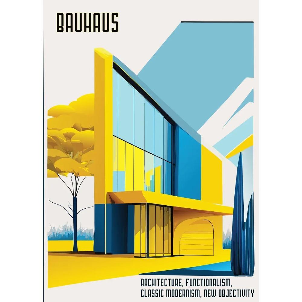 Bauhaus Moderne Architektur Poster Linien und Minimalistische Architekten Drucke Leinwand Malerei Wandkunst Bild Heim Wohnzimmer Dekor
