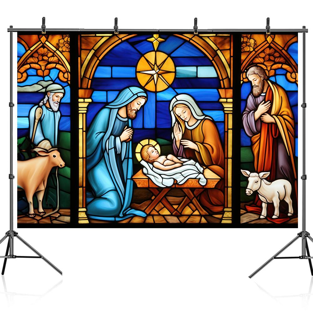 Birth of Jesus Photography Background Decorative Art Style Christmas Background Traditional Festival Nativity Background Banner