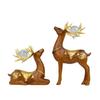 2Pcs Wealth Deer Ornament The Deer of Fortune Figurine Resin Modern Artistic Tabletop Deer Statue Gift for Birthday Housewarming
