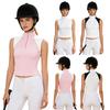 Women Color-blocked Equestrian Shirt Zip-up Stand Collar Sleeveless Quick Dry Tank Top for Horse Riding Golf Tennis Sports