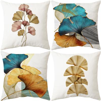 Funda de Almohada Estampado Simple Hoja de Ginkgo Nuevo Estilo Almohada Hogar Tela Cojín Funda de Almohada