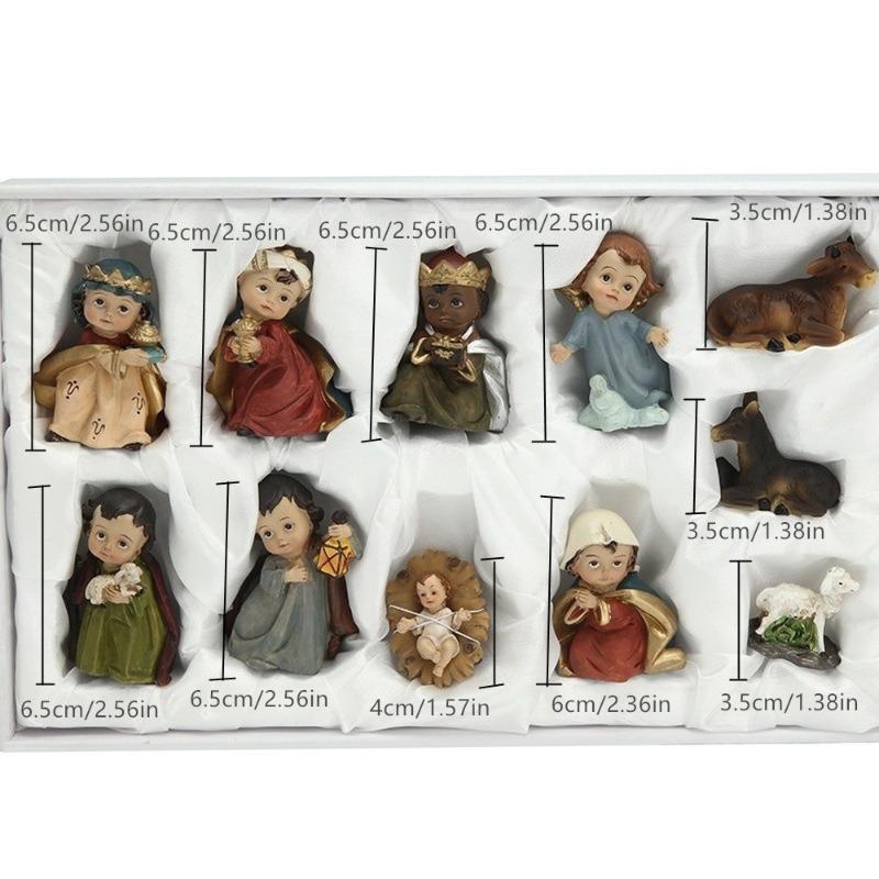 11pcs/ Set Christ Birth of Jesus Ornament Gifts Nativity Scene Crafts Resin Christmas Manger Decoration Catholic Figurines