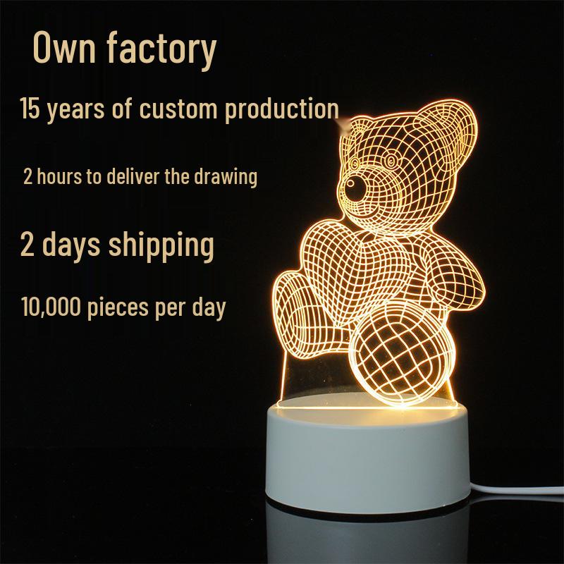 3D Cartoon Night Light: Custom Acrylic Bedside Lamp for Atmosphere & Gifts