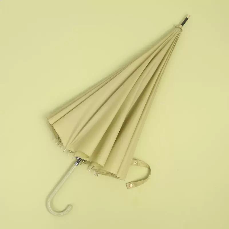 Creative Minimalist Straight Long-Handle Umbrella, Solid Color, Japanese Style, Fresh and Simple, Leather Handle, Vintage Unisex Straight-Handle Sun