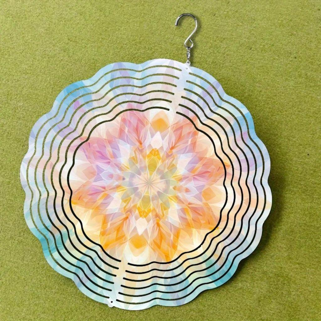 10 Inch Hanging Wind Spinner with Lotus Mandala Design 360 Degree Rotating Hook for Garden Balcony Yard Decor Summer Spring Gift