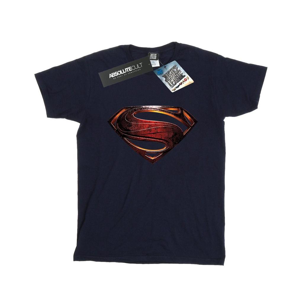 DC Comics Womens/Ladies Justice League Movie Superman Emblem Cotton Boyfriend T-Shirt