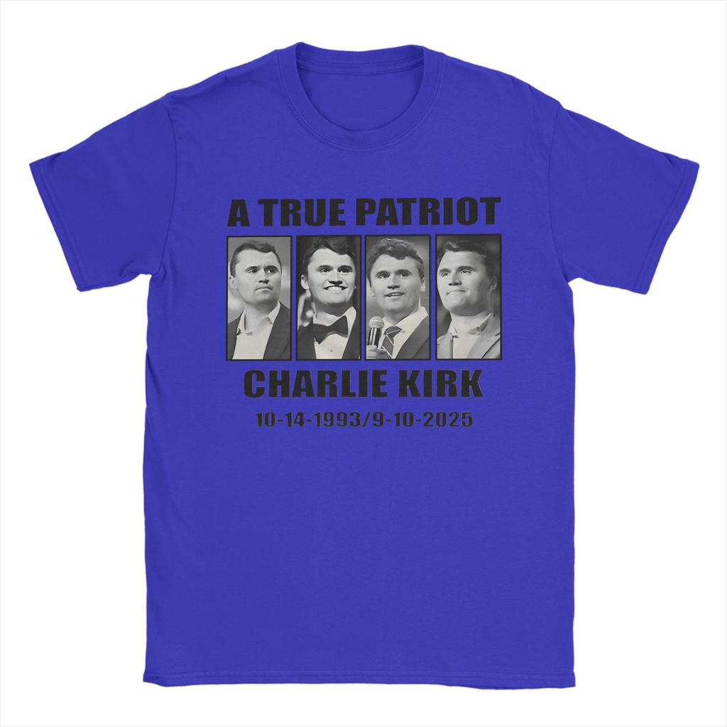 Charlie Kirk A True Patriot T-Shirts for Men  Vintage Cotton Tees O Neck Short Sleeve T Shirt Big Size Tops