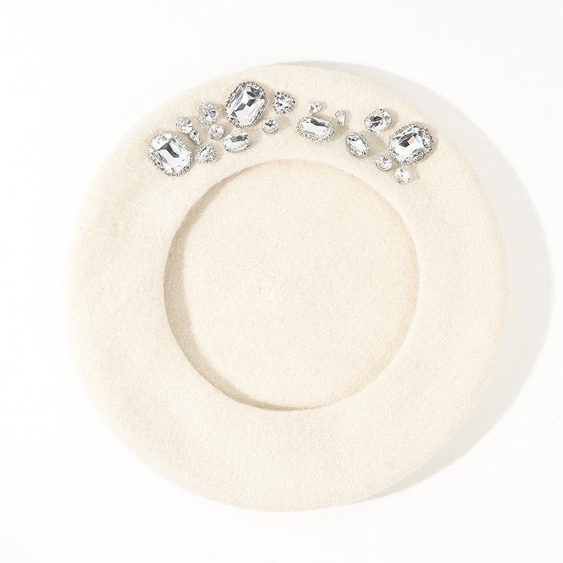 

Осенне-зимний берет теплая шерстяная шапка женская женская теплая универсальная тыквенная шапка 56-58CM белый