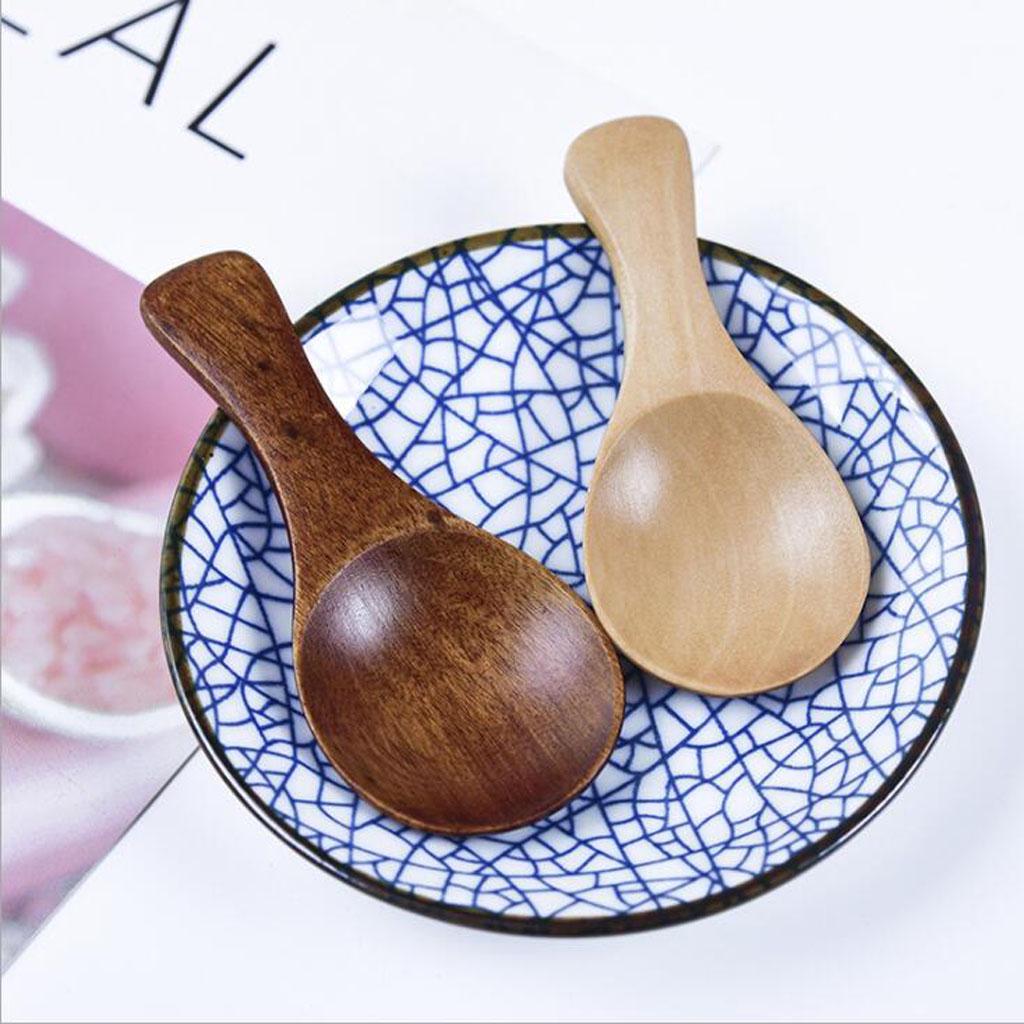 Mini Wooden Spoon Kitchen Tea Scoop Condiment Spoons Cooking