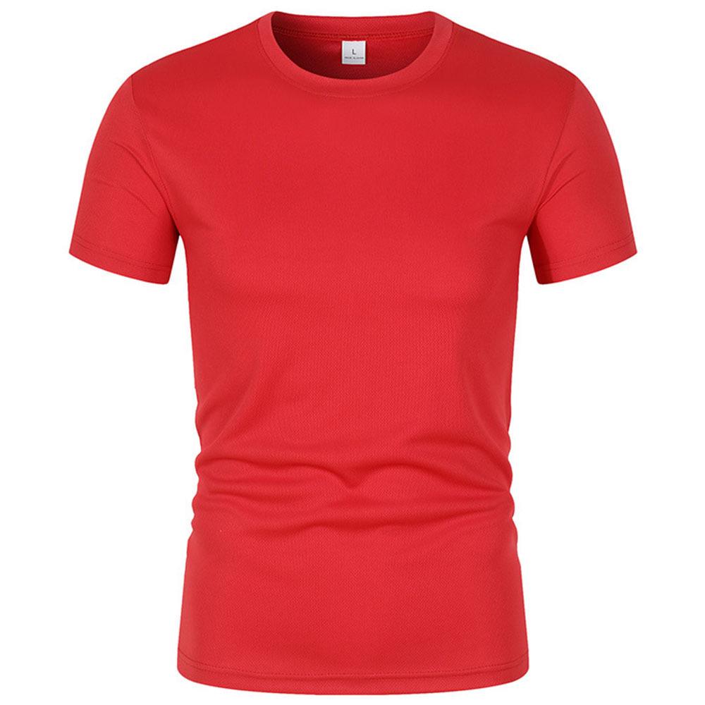 Men's Quick-Dry Mesh Sports T-Shirt - Short Sleeve, Round Neck, Solid Color