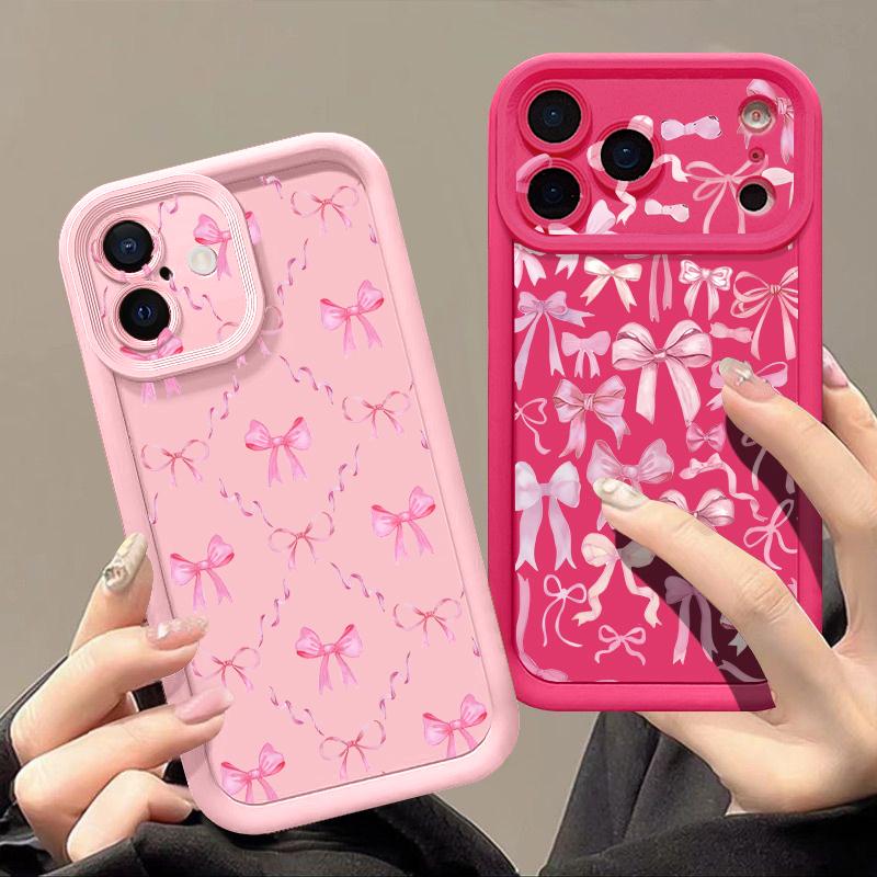 Bowknots Print Phone Case For iPhone 17 Pro Max Shockproof Bumper Soft Cover For iPhone 16 15 14 13 Pro Max 16E 17E