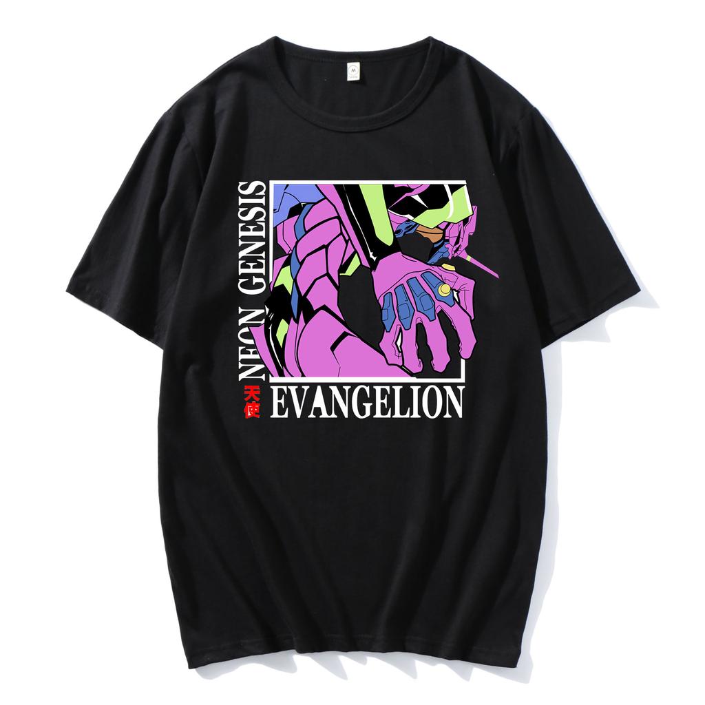 100% Cotton Anime Harajuku Ayanami Rei Printing Tshirt MenMomen Oversized Short Sleeve T-shirt Spring Summer Tops