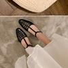 Korean Version T-shaped Rear Hollow Flat Heel Bag Head Sandals 2025 Summer New Women's Shoes Cowhide Square Head Hollow Shoes Women's Sandals