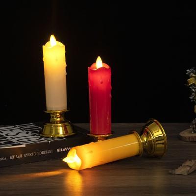2Pcs Creative Electronic Candle Light Cordless Decorative Swing Flameless Candles Battery Operated Portable