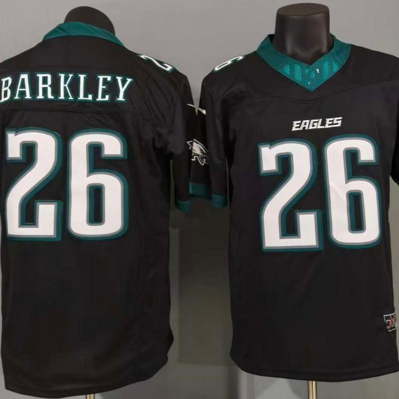 American Football Jersey 3rd Generation Philadelphia Eagles 26 Barkley Black Embroidered Sports Uniform