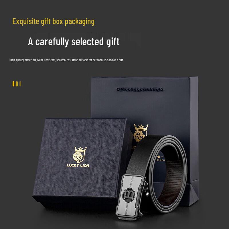 LUCKY LION Men's Automatic Buckle Leather Belt