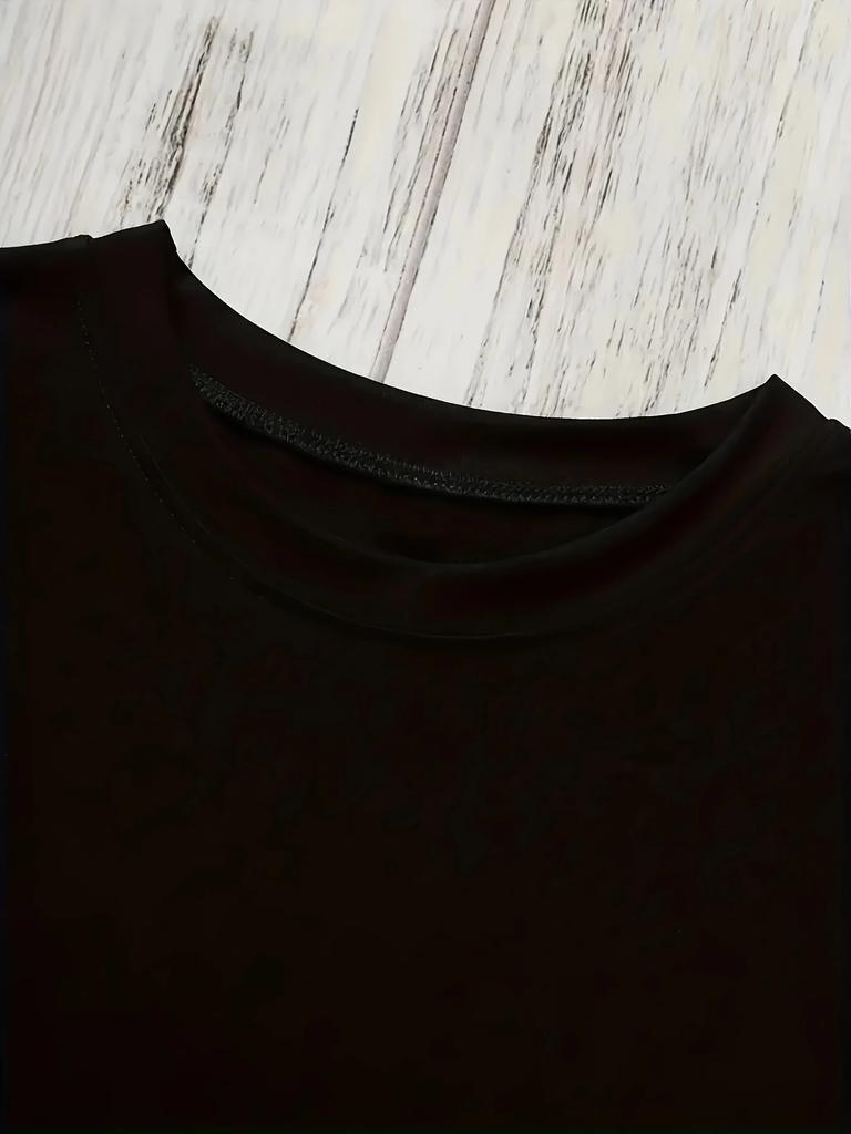 Sleeve Casual Summer Vibrant Mexican Design Casual Wear Women's Spanish Pride Pattern T-Shirt - Black Round Neck Short Sleeved