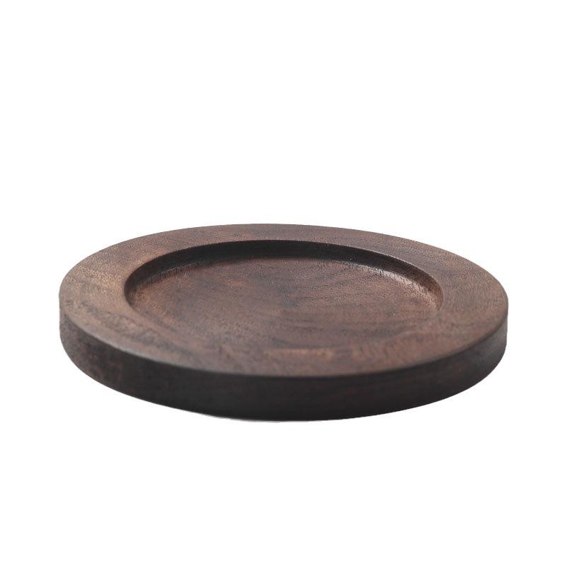 North American Walnut Cup Holder, Coffee Cup Saucer, Rectangular Round Solid Wood Coaster, Engraved Text