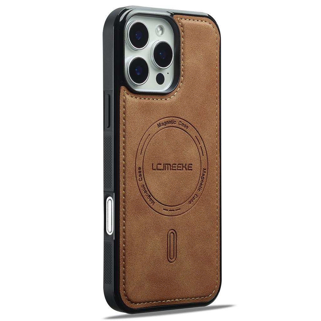 LC.IMEEKE L6 For iPhone 16 Pro Max Case PU Leather Coated PC TPU Phone Cover Compatible with MagSafe