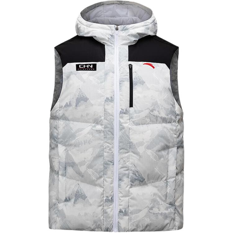 

Anta All Over Print Color Block Zip Up Hooded Versatile Sleeveless Down Vest Men vest 152547914-1 XL