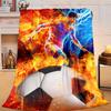 1PC Football Player In Flames Flannel Blanket Gift, Suitable for Both Men And Women, Soft Ideal for Beds And Sofa, Birthday Or Christmas Gift