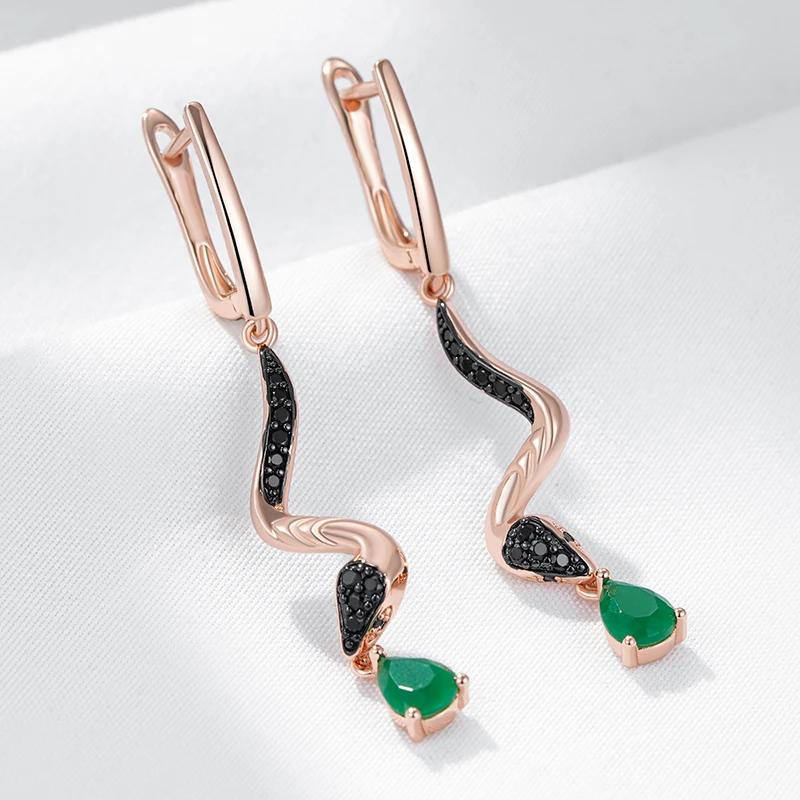 Brincos Pendentes de Cobra Zircônia Preta Banhados a Ouro Preto Brincos de Zircônia Verde para Mulheres Joias de Personalidade Acessórios Diários de Festa Presentes
