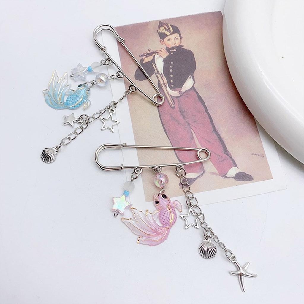 Fish Star Shells Pendant Brooch Sweater Pin Fashion Clothing Pin Decorative Lapel Pin Clothes Jewelry Fashion Accessory