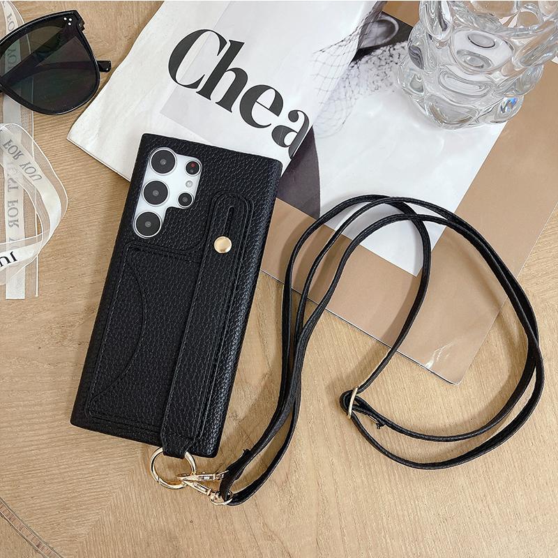 Crossbody Wrist Strap Phone Case for Samsung Galaxy S23 S22 Ultra Plus A13 A33 A54 A14 A24 A34 4G 5G Wallet Card Holder Cover