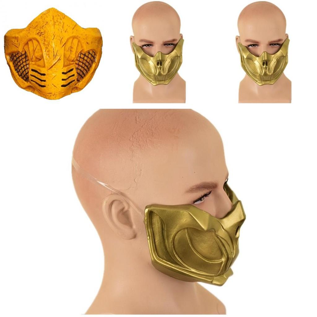 Masca Latex Jumătate Față Scorpion Nouă Mortal Kombat 11 Pentru Costum Cosplay Halloween