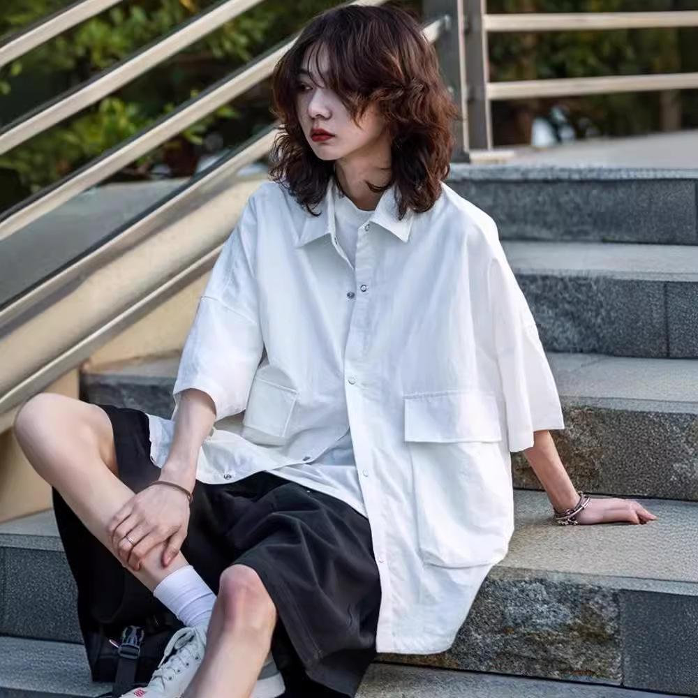 2024 Japanese Style Multi-Pocket Short Sleeve Unisex Casual Jacket for Summer Sun Protection