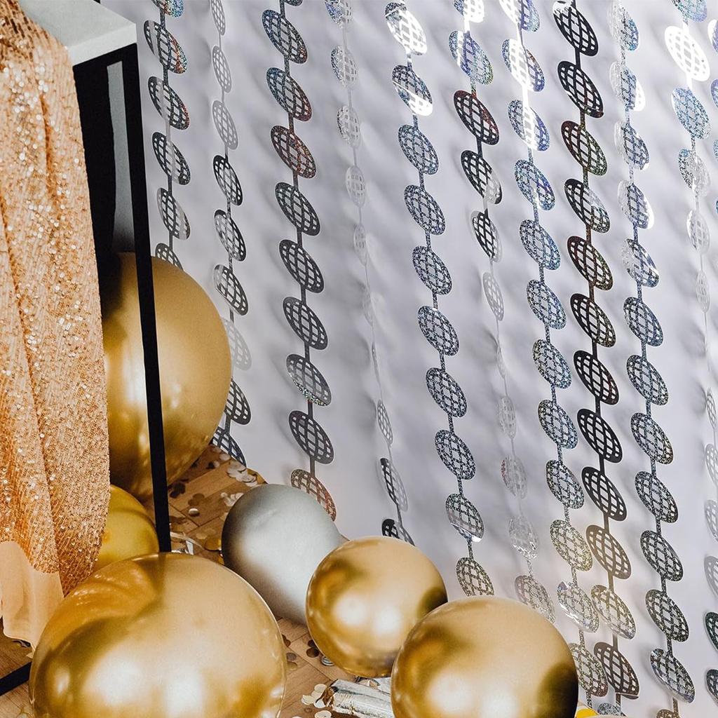 1*2m Laser Silber Disco Ball Hintergrund Regen Vorhang Happy Birthday Party Dekoration Kinder Baby Shower Hintergrund Hochzeit Suppies