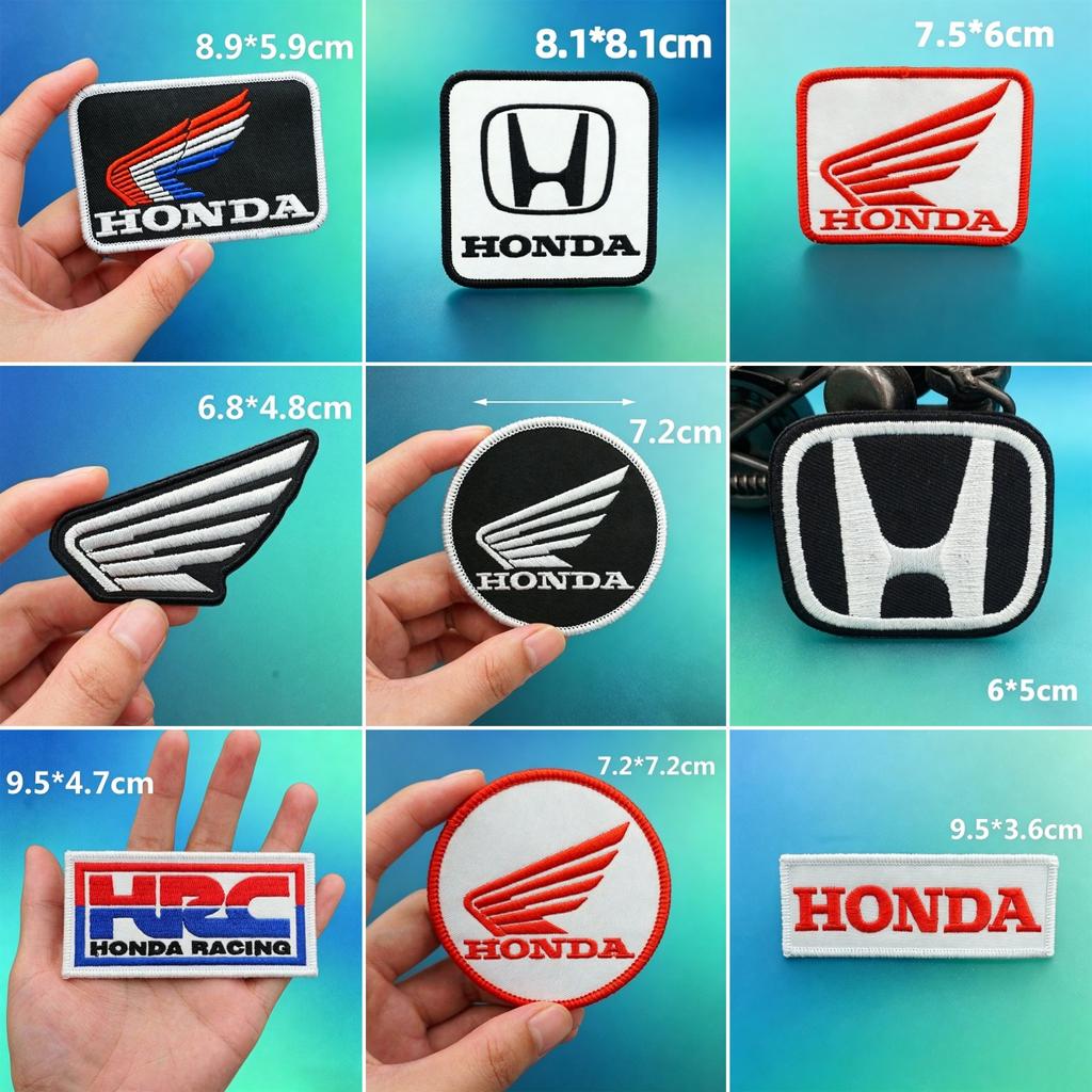 For Honda CB400 CB650 FCBF CBR25ORR CRF SH3O0 NC75O Motorcycle Logo Emblems Embroidered Cloth Stickers Clothing Hole Patch Decal