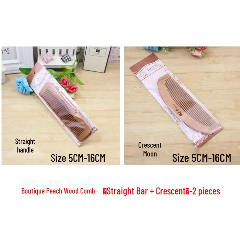Natural Peach Wood Carved Anti-Static Comb for Women & Men, Ideal for Long Hair, Straight Teeth, Ancient Style, Massage.