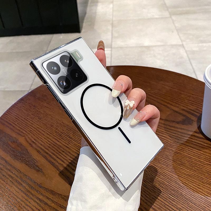 Suitable for Xiaomi 15PRO Mobile Phone Case Transparent Fine Ring Magnetic Absorption PC Anti-fall Xiaomi 15 Hard Shell Protective Case