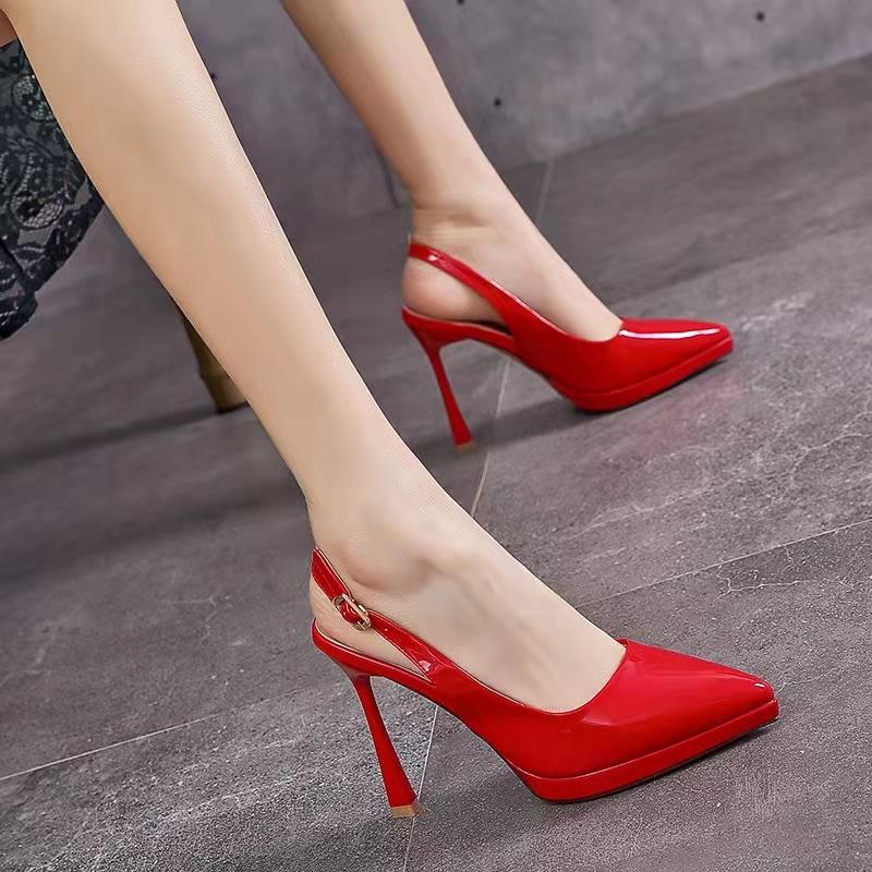 Pointed high heels women's stilettos spring new soft-soled banquet temperament one-word single shoes women's shoes tide