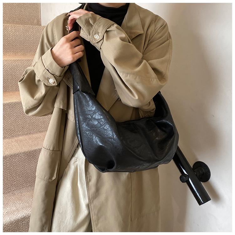 Lux Retro Soft Leather Pleated Dumpling Bag - Versatile Large Capacity Shoulder/Crossbody for Commuting