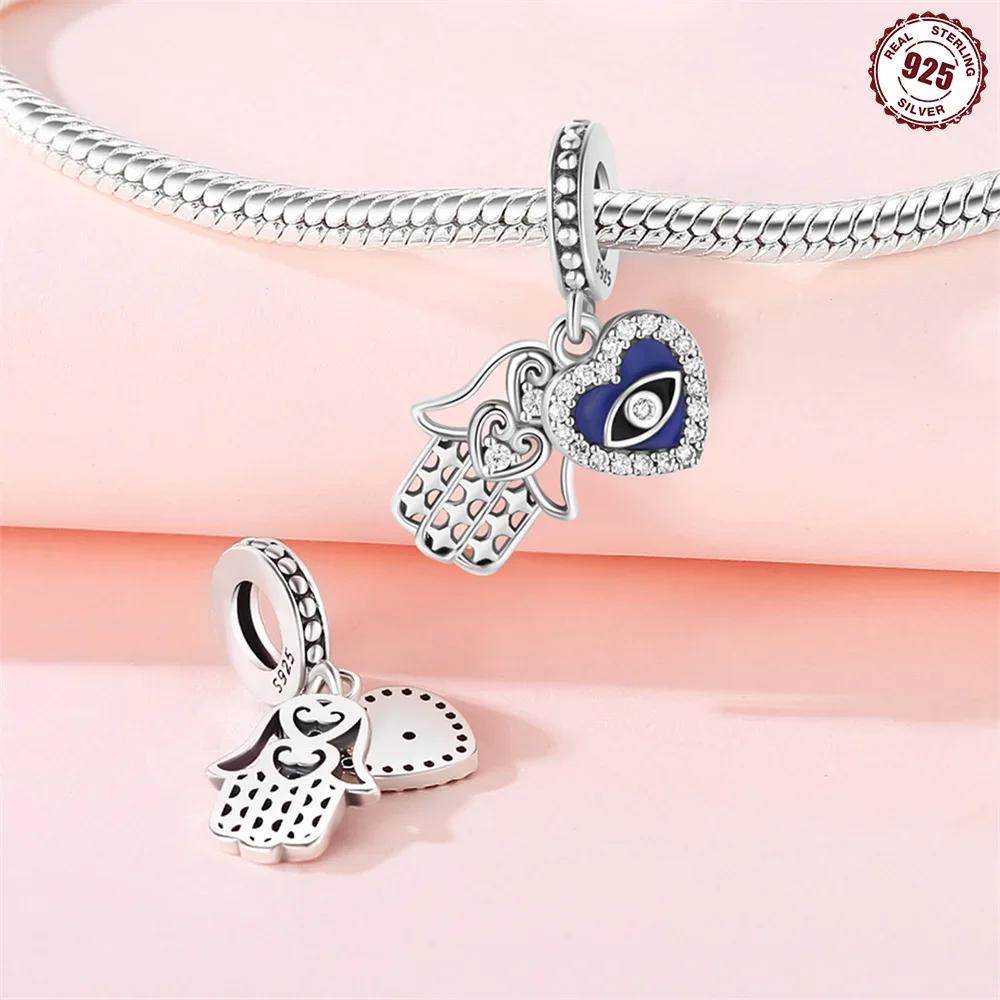 copper Hamsa Hand Evil Eye Charm Bead Charms Colorful Heart Bead Charms Do It Yourself Compatible With Authentic Bracelets Do It Yourself Fine Jewelle