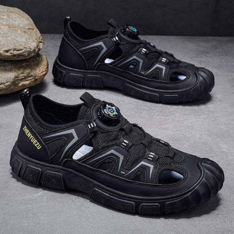 Sandali da Escursionismo Traspiranti da Uomo Punta Chiusa Fibbia Rotante Scarpe da Trekking per Esterno