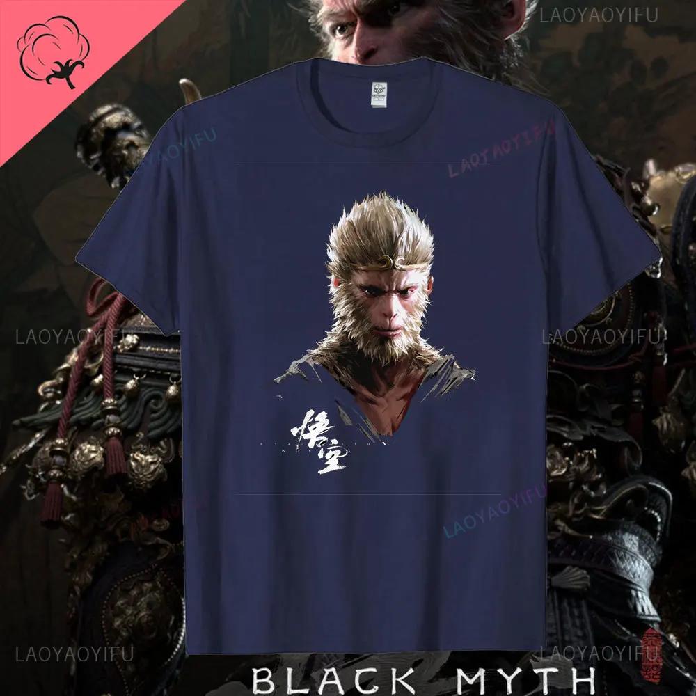 Black Myth Wukong Retro 90's Men's T-shirt Black Myth Wukong Games Unisex Summer Short Sleeve Cotton T-shirt Tops