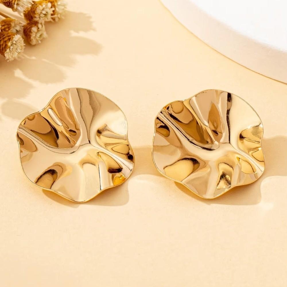 Folded Irregular Earrings Textured Surface Women's Earrings New Metal Earrings