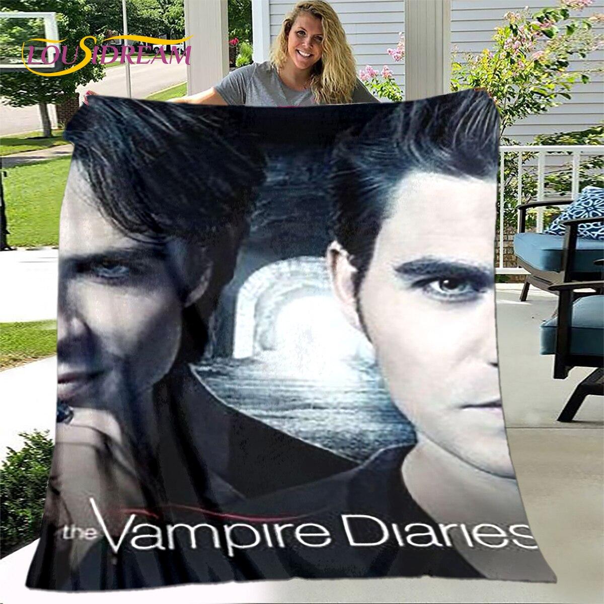 

Щільний плед з принтом «Щоденники вампіра», Фланелевий плед, М який теплий плед для вітальні, спальні, ліжок, дивана, подорожей 100x150cm