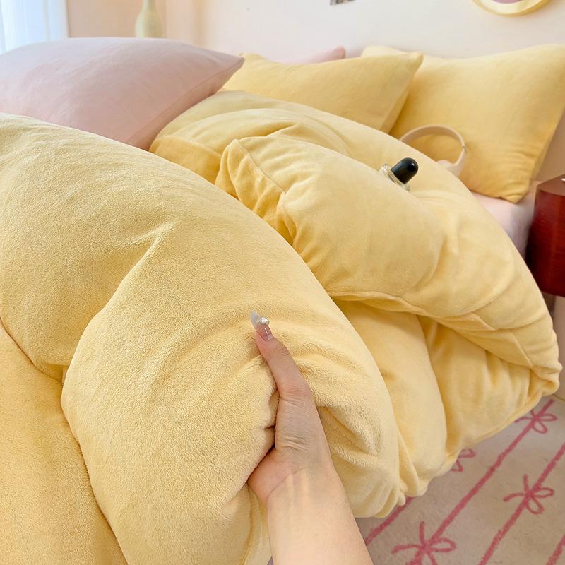 Velvet Duvet Cover Solid Color Quilt Cover Skin-friendly Bedding for Winter Comforter Cover Soft Bed Cover