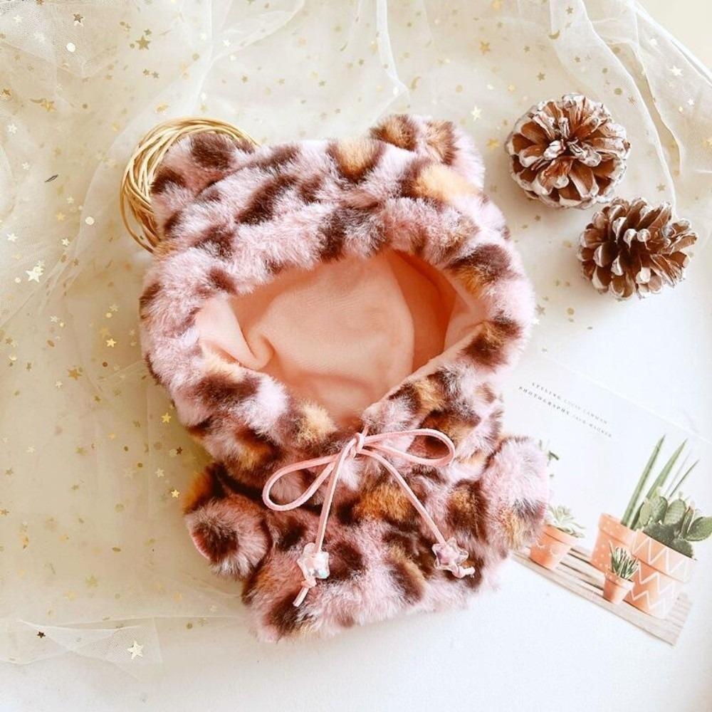 

Handmade Clothes Cool Leopard Print Replaceable Horn Buckle Dolls Outfit Hairy Outfits Mini Overcoat Mini Clothing Collection розовый