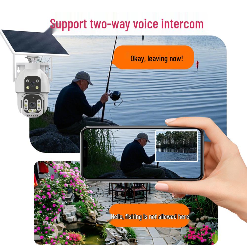 Dual-Screen AOV Solar-Powered Outdoor Surveillance Camera with 360° Full-Color Night Vision