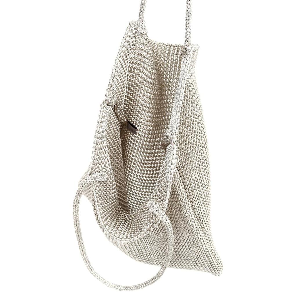 Lame yarn knitted tote bag