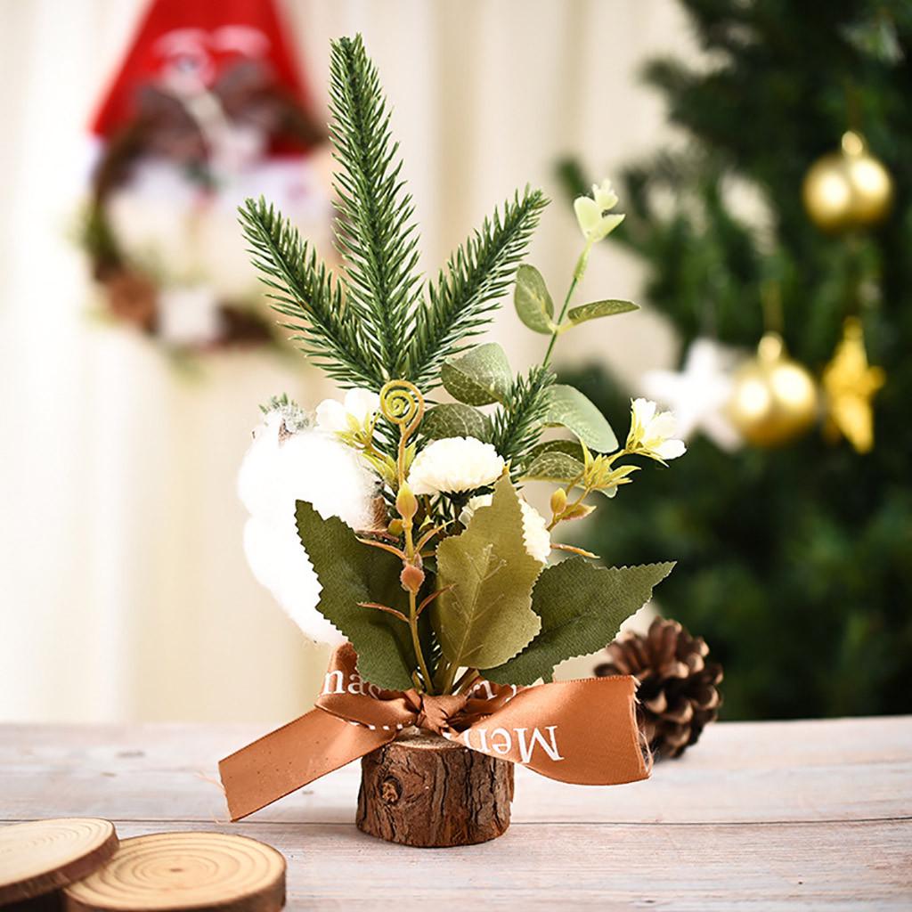 

Mini Artificial Christmas Tree With Red Berries Pine Cone Holiday Tabletop Ornaments Home Small Party Supplies 35cm зелёный