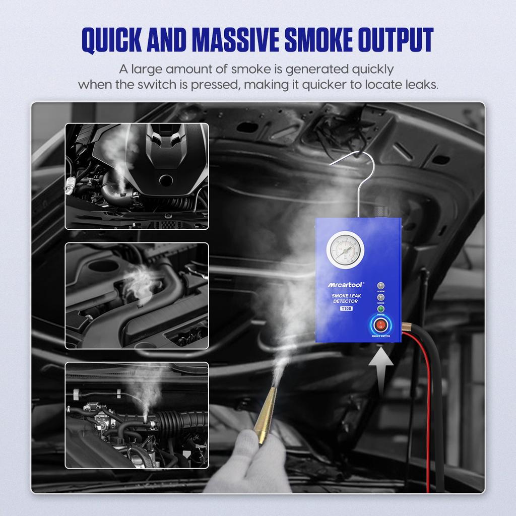 MRCARTOOL T100 Car Smoke Machine Detector Car Fuel Pipe System Vacuum Tester Automotive Smoke Machine Leak Detector