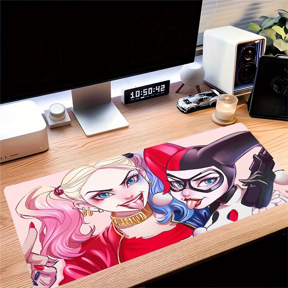 1pc Large Gaming Mouse Pad, UV Reactive Non-Slip Desk Mat, Washable PolyesterHarley Quinn JokerComputer Pad with Vibrant Game Machine Print,