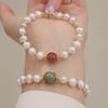 Natural Freshwater Pearl Bracelet Strawberry Crystal Light Luxury Bracelet Bangles Women Fashion Jewelry Accessories Gift